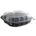 Black Base Clear Lid 3-Compartment Hinged Square Container J7560