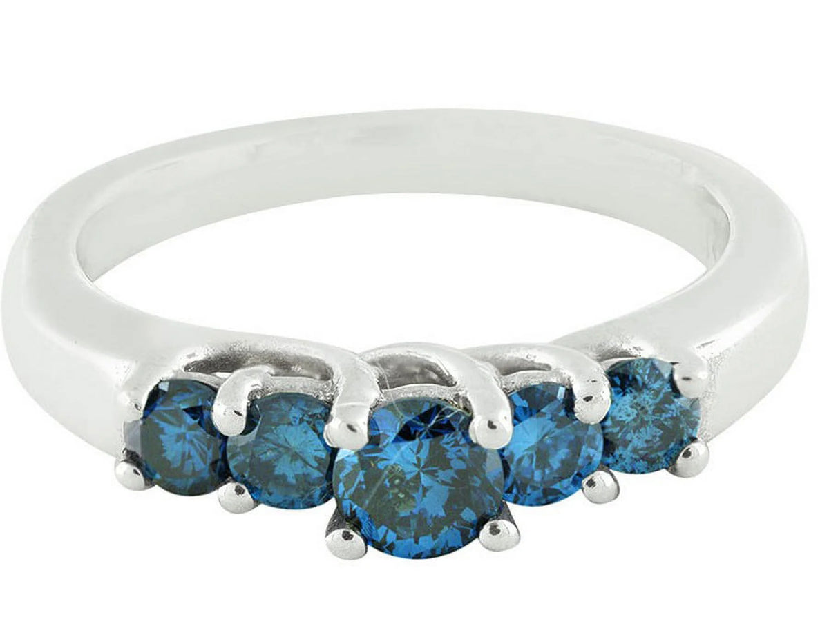 10K White Gold Treated Blue Diamond Engagement Ring 0.75ct Z759