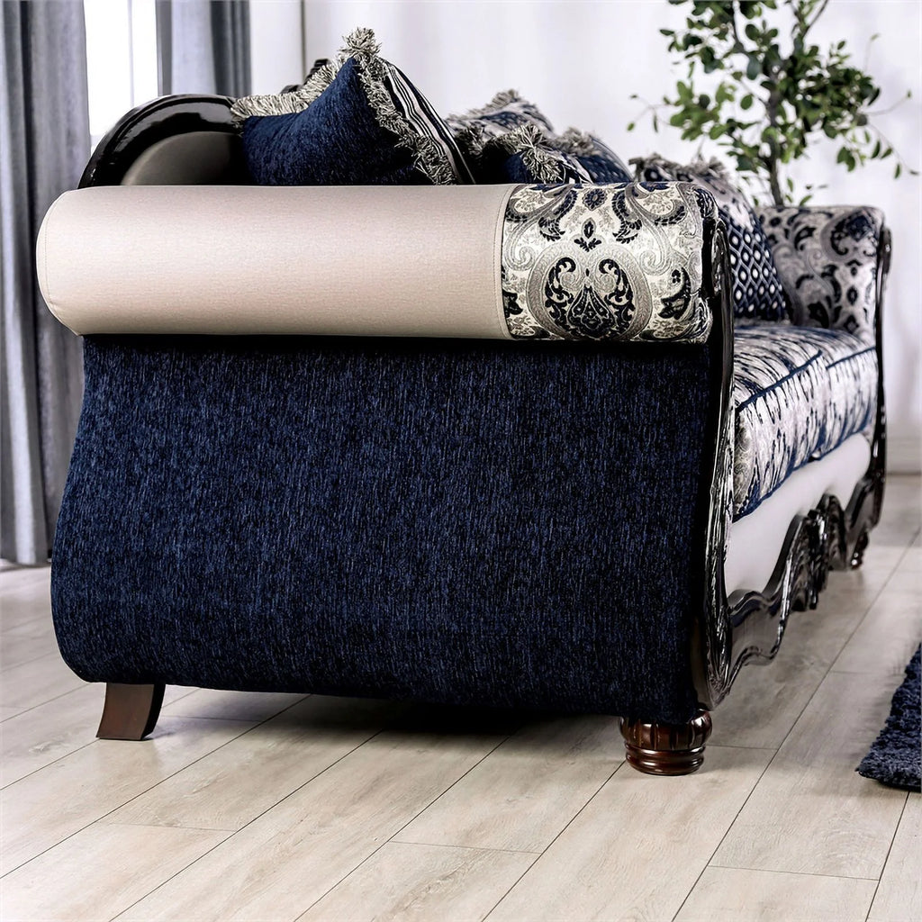 Chenille Upholstered Loveseat with Pillows in Silver N3918